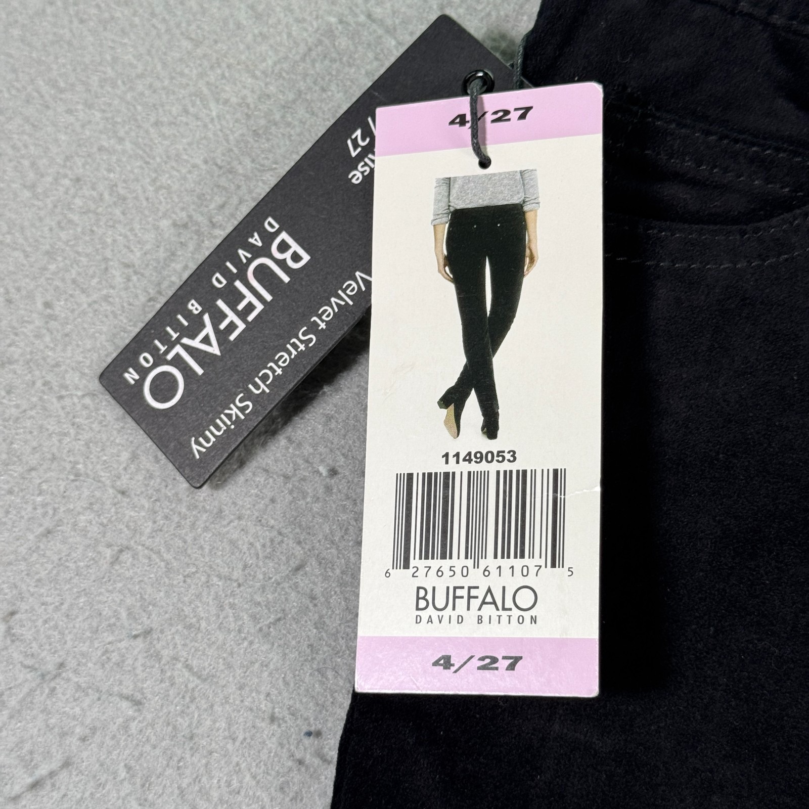 Buffalo David Bitton Velvet Stretch Skinny Jeans Womens 4/27 Black Comfort — image 5 of 8